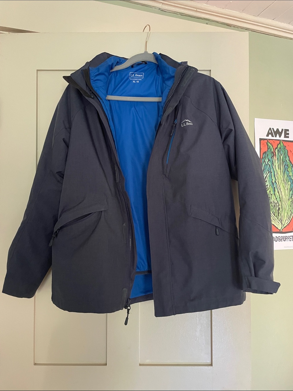 3 in 1!!! L.L. Bean Kids Navy Shell Jacket with Bright Blue Lining.